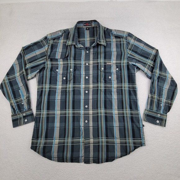 Artful Dodger Shirt Mens 3XL Blue Gray Plaid Long Sleeve Western‎ Button Up - Picture 1 of 8